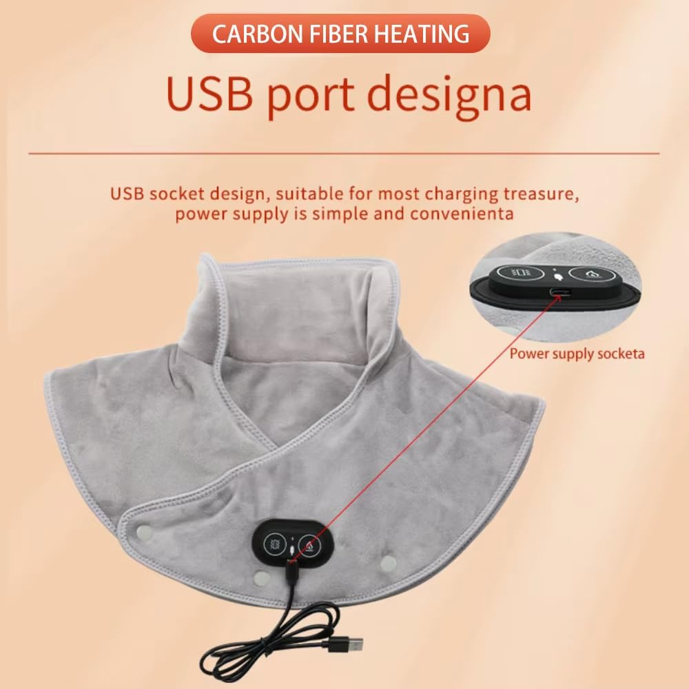 Almohadilla Térmica Eléctrica para Cuello, con Calentamiento Rápido | Batería recargable integrada de 5000 mAh Hombro 3 niveles de calor más 3 modos de masaje