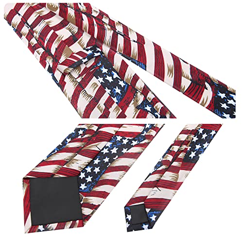 Junmeisi Men's American Flag Ties 3.27" (8.3Cm) Usa Flag Necktie For Men #TOP3