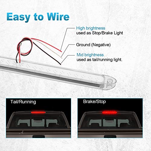 Image of Partsam Submersible 17 inch Clear Lens Red 23 LED Trailer Truck RV Stop Turn Tail Rear 3rd Brake Identification Light Bar (Pack of 1)