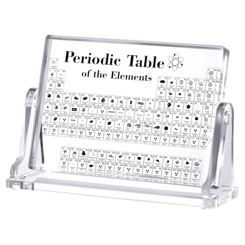 HeiMma Acrylic Periodic Table with Real Elements Inside，Size: 6.7”* 5”, Gifts for Science Lovers Science Teacher Student Cover