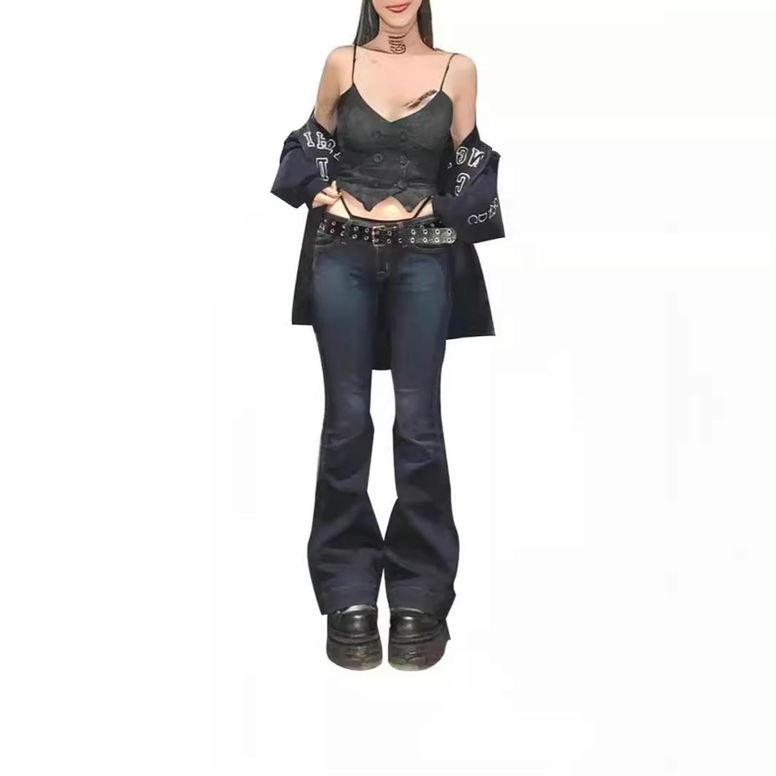 Jeans Leggeri Pantaloni Simples rétro pour Femmes-Bleu rétro-l