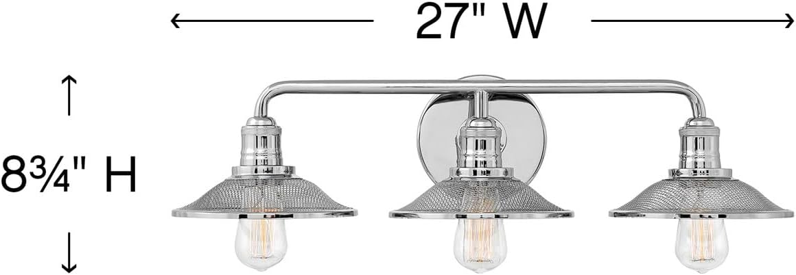Hinkley Rigby Three Light Bathroom Vanity Fixture, Polished Nickel
