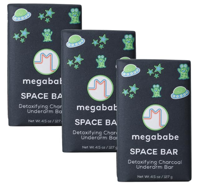 Megababe Underarm Bar Soap - Space Bar | With Detoxifying Charcoal for Odor Control | 4.5 oz - 3...