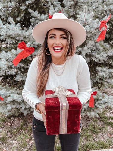 Newshows Women's Fall Fashion Sweater 2025 Long Sleeve Crew Neck Button Stretch Business Casual Work Tops2