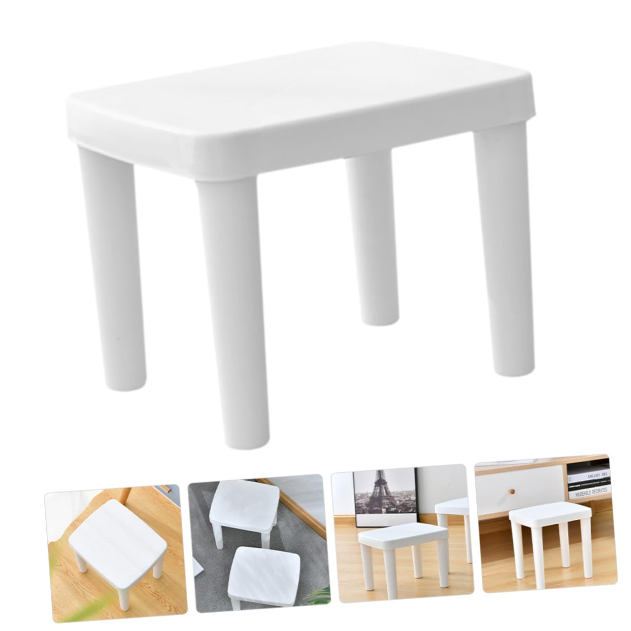 BESPORTBLE Sgabello Piccolo Antiscivolo per Bambini in Plastica Bianca, Leggero e Decorativo, per Bagno e Camera dei Bimbi