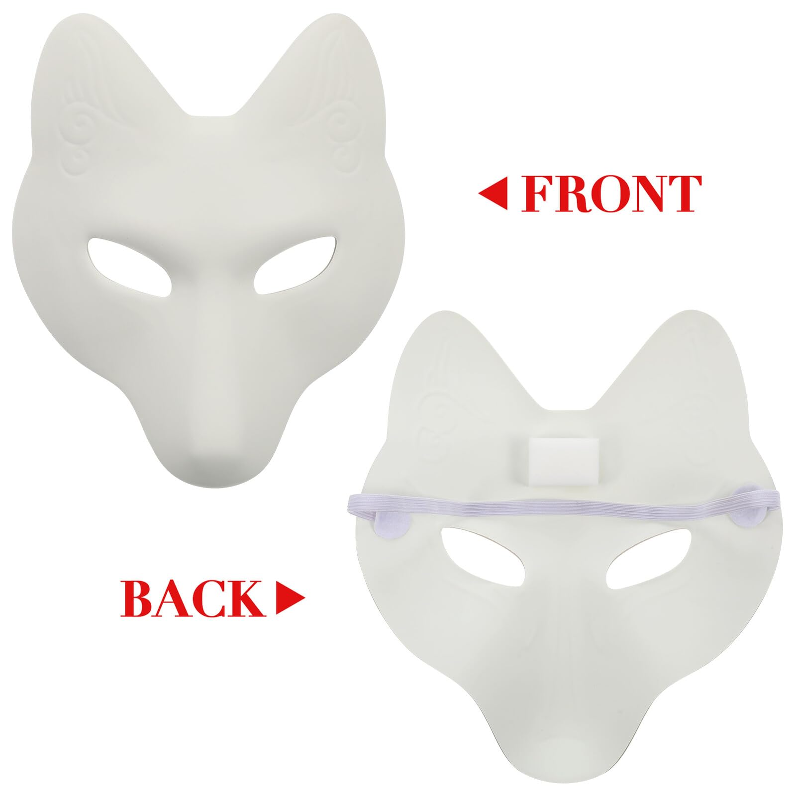 VICASKY 4 Maschere Volpe Bianche da Te in PU Sicuro Maschere Vuote per Pittura e Decorazione per Feste Halloween e Cosplay DIY e Personalizzabile
