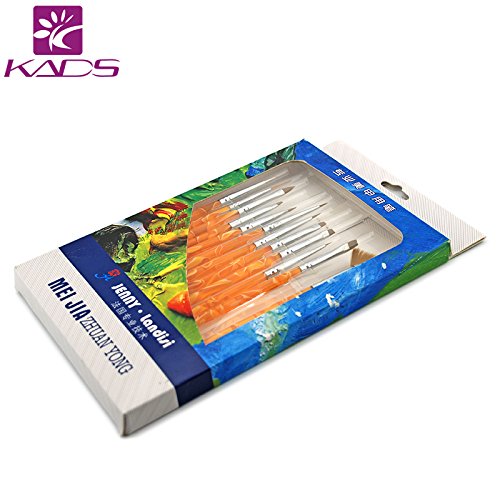 KADS Nailart Pinsel Set 12-teilig Polish für UV-Gel Nägel, Acryl-Nägel Profi Nagelstudio Werkzeug (orange) – Bild 7