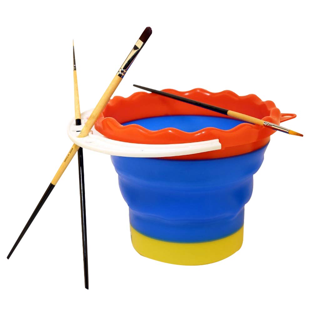 Limpiador de pinceles y pinceles para pintar con mango y cubo de pesca