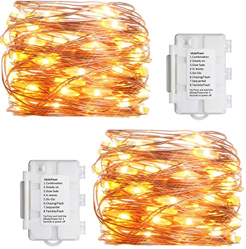 Koopower 2 Pack Outdoor Fairy Lights, 16ft 50 LEDs Battery Operated String Lights 8 Modes Twinkle Fi - //coolthings.us