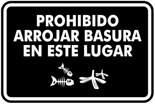 Miniatura 8 de Signs ByLITA Prohibido Arrojar Basura en Este Lugar clásico enmarcado cartel de seguridad español (marfilmarrón oscuro) - Grande