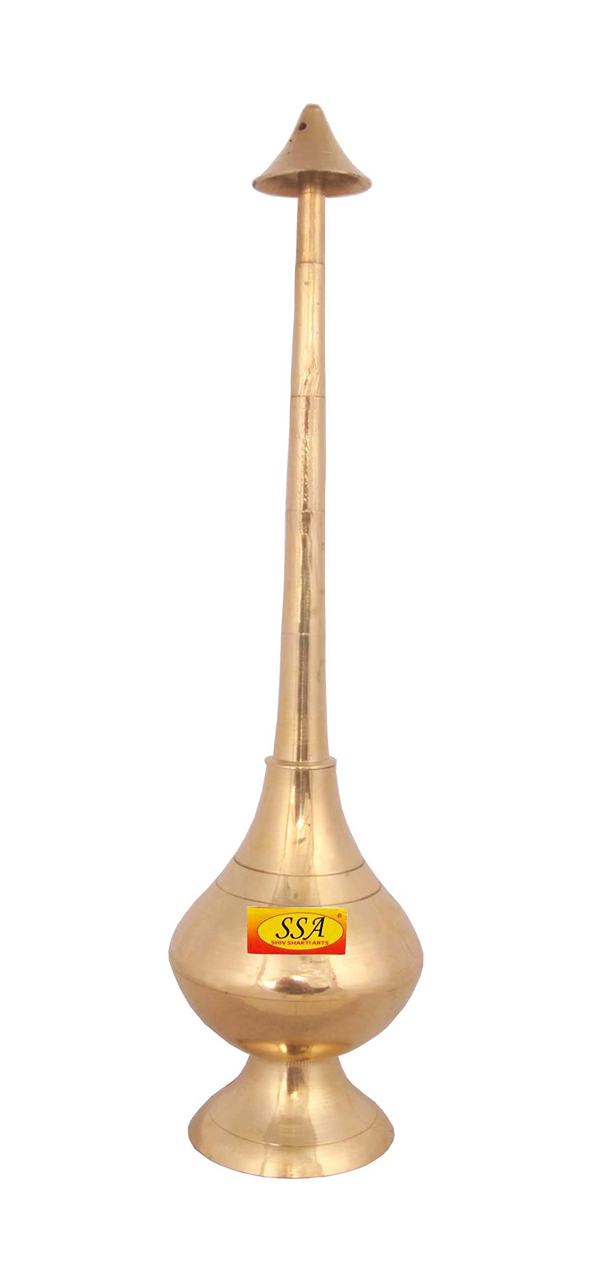 Shiv Shakti Arts Brass Bottle for Gangajal and Perfume Gulab Pash Sprinklers Gangajal Spray Bottle for Pooja (Gold, 14inch)