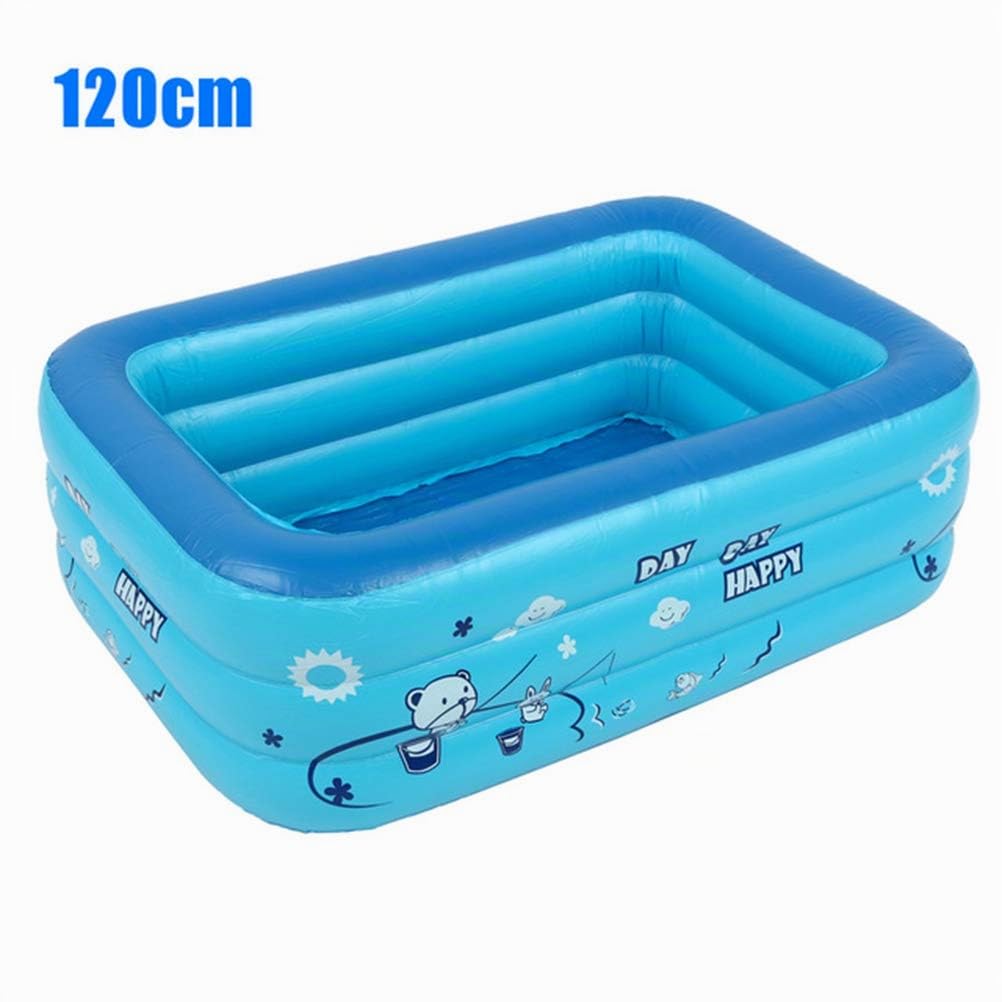 SIXRUN Piscina Gonfiabile Rettangolare per Bambini 120/130 Cm Piscina per Bambini in PVC Resistente per Uso Domestico per - Ideale per Nuotare e Giocare per (BLUE)