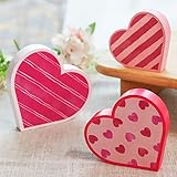 Treory 3pcs Valentines Day Decor Heart Table Decorations Sign, Double-Sided Valentines Day Wooden Tiered Tray Decor, Classic Valentines Day Decorations for The Home Table Decor Valentines Day Gifts