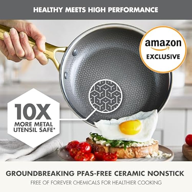 GreenPan Hybrid 9.5 & 11 Nonstick Stainless Steel Frying Pan Set, APEX Tri-Ply Thermobond PFAS-Free Ceramic Skillets, Induction & All Cooktop Compatible, Oven Temp to 850F, Dishwasher Safe, Gold