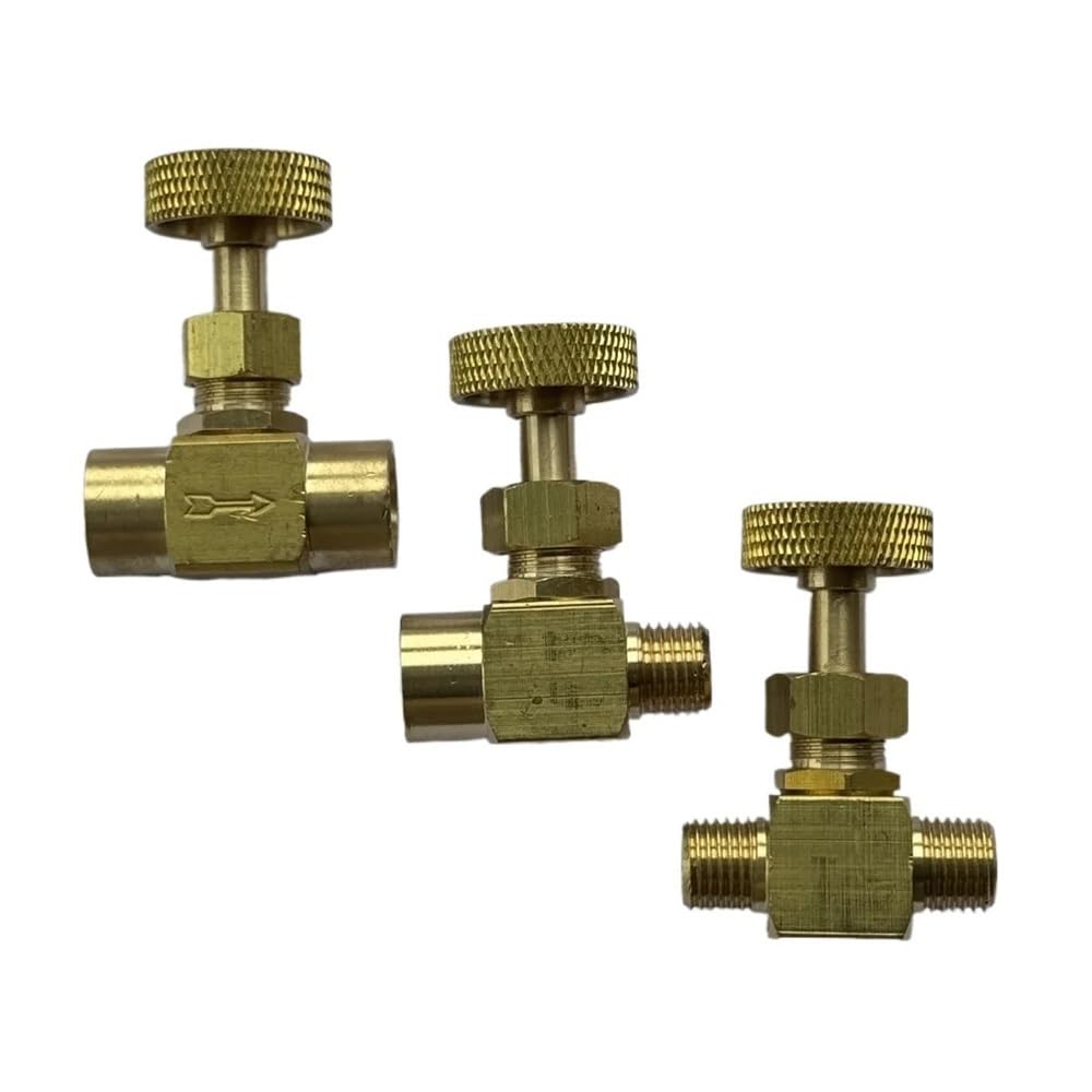 2000 PSI wysokociśnieniowy 1/4 "NPT żeński męski mosiężny zawór igły regulator przepływu wody olej napędowy propan paliwa (męski do żeński)