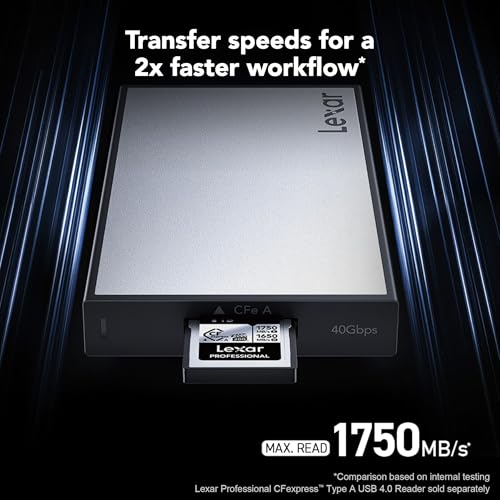 Image of Lexar 256GB Professional CFexpress Type A Silver 4.0 Memory Card, for Photographers, Videographers, Up to max 1750 /1650 MB /s, 8K Video (LCAEXS4256G-RNENU)