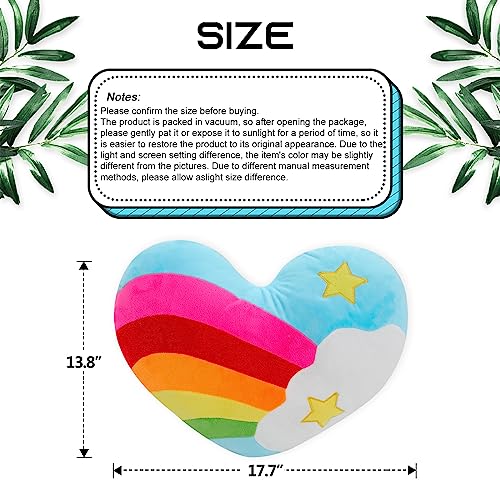 Zxmbeddings 17.7"X13.8"Heart Pillow Stuffed Rainbow Heart Shaped Throw Pillow Plush Toy,Star thumb #1