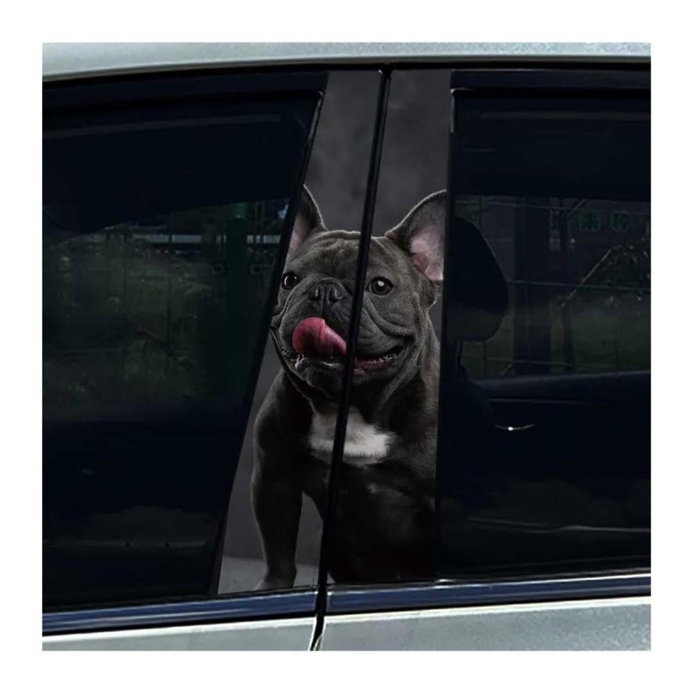 Decorative Items 2PCS Car B Pillar Protective Film Decoration French Bulldog Car Center Pillar Sticker(H)