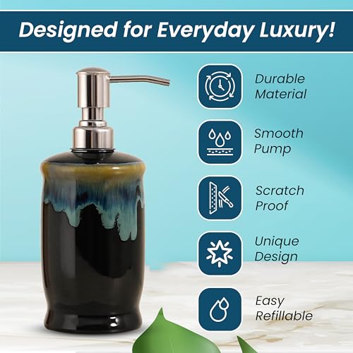 Image of AD Tech Solution Ceramic Liquid Soap Dispenser with Rust Free Pump|Handwash Shampoo Dispenser for Bathroom| Handwash Bottle for Kitchen|Soap Bath Dispenser for Bathroom. (Black, 450ML)
