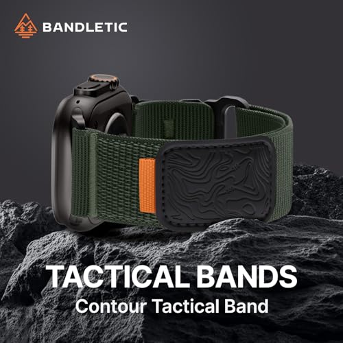 Image of Bandletic Compatible with Apple Watch Series 10 Band Men Women, Wide Tactical Stretchy Nylon Soft Sport Loop for iWatch 49mm(Ultra 3 /2 /1),46mm(11 /10),45mm(9 /8 /7),44mm(SE3 /SE2 /SE /6 /5 /4),42mm(3 /2 /1)