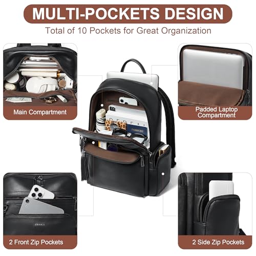 Mochila para portátil Shrrie para mujer Negro miniatura 3