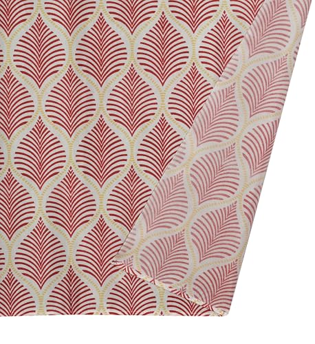 Image of Yarnis Floral Printed Light-Filtering Curtains 7 Feet Long Set of 2 for Door Living Room, Maroon Red, Parda
