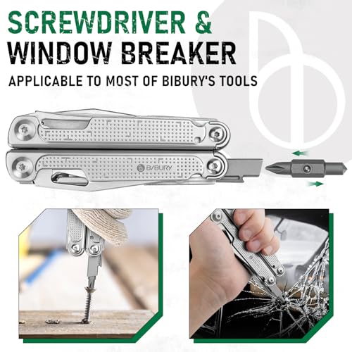 BIBURY Multitool tang, reserveonderdelen, vervangbare draadsnijder, schroefendraaier en raambreker, verwisselbare zagen, vijl en scalpelmessen, geschikt voor BIBURY multitooltang - Afbeelding 6
