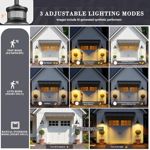 Image of zeyu 11'' Black Porch Light Fixture Wall Mount, Farmhouse Exterior Barn Light for Garage Patio, Motion Sensor Outdoor Barn Light with Metal Finish, 02A390-SE ROB