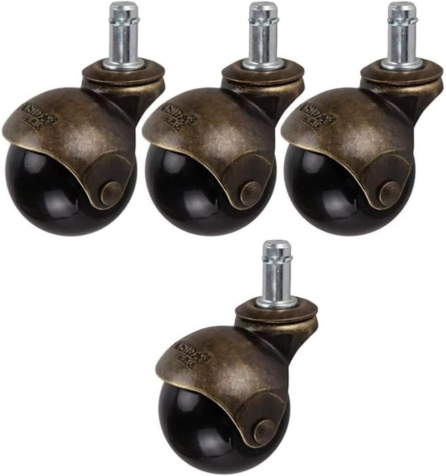 Ball Swivel Castor Wheels Antique Stem Casters 2 Inch Ball Caster Wheels Vintage Brass,Castor Replacement for Furniture Office Chairs (Color : Swivel Casters, Size : 4 Pieces)
