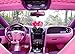 Zento Deals Pair of 3 inch Square Hot Pink Hanging Fuzzy Plush Dice with White Dots for Car Interior Cute Ornament Decoration Rear View Mirror Accessories