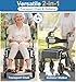 HOMLAND Foldable Walkers for Seniors with Seat, Lightweight 2 in 1 Rollator Walker Wheelchair Combo, 10