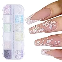 Nagel Glitzer Zucker Schimmernder Zucker Nagel 12 Farben Nagel Glitter Nagel Pailletten Zucker Glitzerpuder Weiß für Nagelkunst Maniküre Dekoration