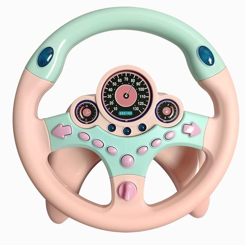 KASAMEIDOU ハンドルおもちゃ ドライブハンドルおもちゃ 知育玩具 ミュージックでGO のりのりドライブハンドル 子供 誕生日 クリスマス プレゼント 日本語説明書付き 英語発音6+ (ピンク)