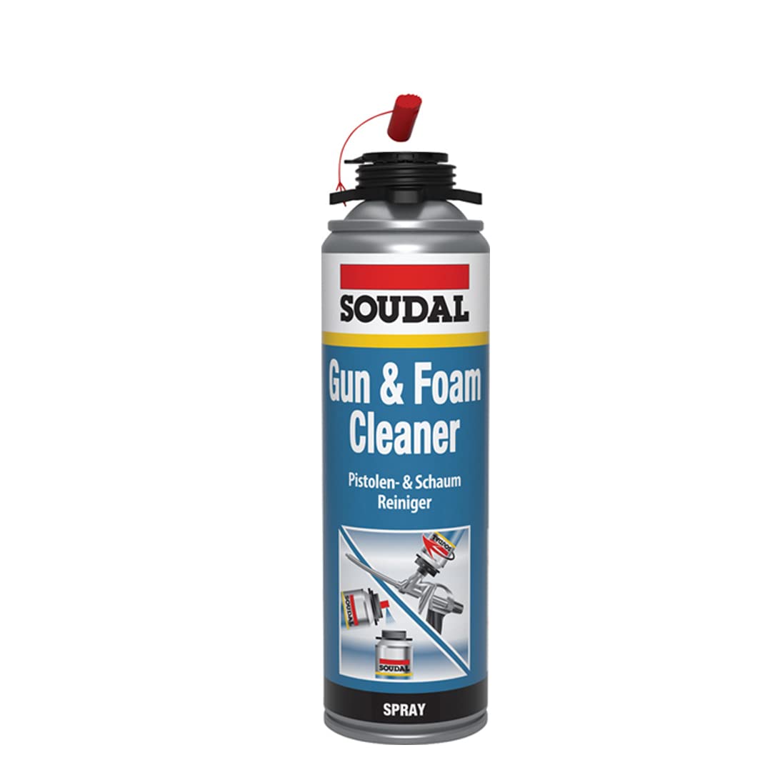 Soudal Kombi Set 12 x Soudafoam B2 X-TRA750 500ml Pistolenschaum Verfüllung Bauanschlussfugen inkl. Reiniger + Schaumpistole Compact- gebrauchsfertig, schall- und wärmedämmend