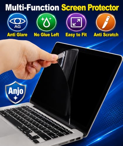 Image of Anjo 5 in 1 Combo Of 14 Inch & 16:10 Display Aspect Ratios Laptop Screen Protector, KeySkin, Body Lamination Trackpad & Lid (Transparent) & Cleaner