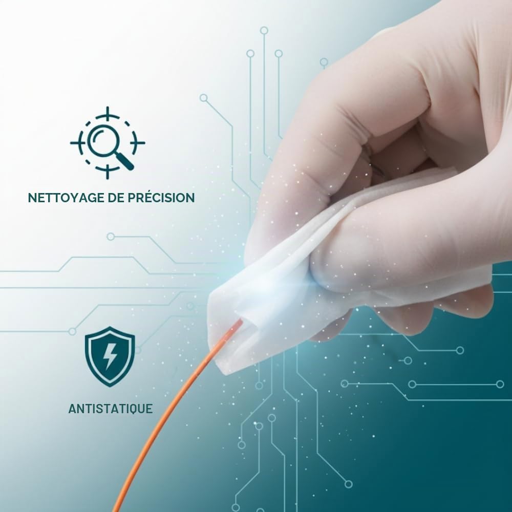 Lot de 280 lingettes de nettoyage délicates en fibre optique sans poussière, antistatiques pour le nettoyage et l'entretien des connecteurs de fibre optique