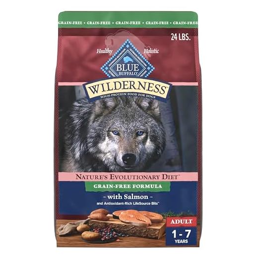 Blue Buffalo Wilderness Adult High-Protein Dry Dog Food with Real Salmon, Grain-Free, Made in the USA with Natural Ingredients, Salmon, 24-lb Bag