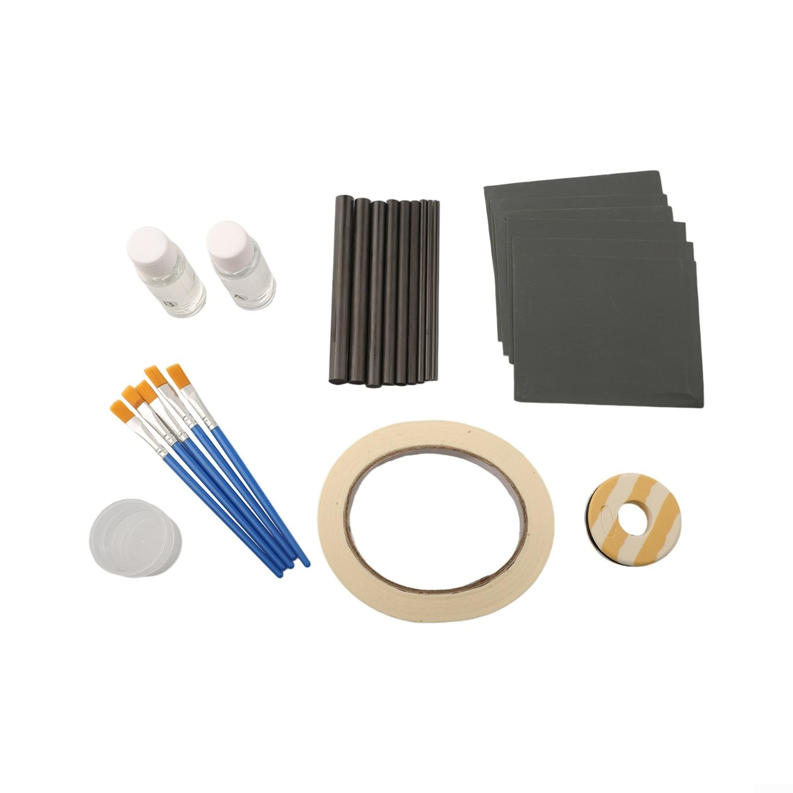 Fishing Rod Repair Kit with 10 Carbon Fiber 32 in 1 Complete Set Including Epoxy Resin Sand Paper Brush Wrapping Thread Tape for Damaged Fishing Poles Maintenance Tools
