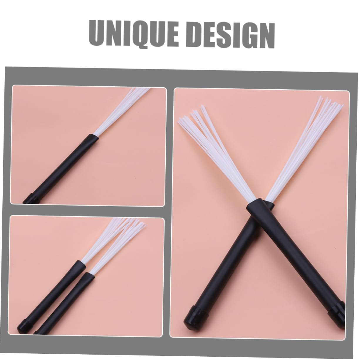 ULDIGI 2pc Jazz Drum Brush Set Nylon Drumsticks Wire Brush Drumstick for Percussion Instruments