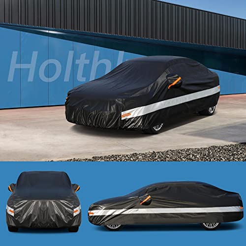 Image of 10 Layers Sedan Car Cover Waterproof All Weather for Automobiles,100% Waterproof Outdoor Car Covers Rain Snow UV Dust Protection. Custom Fit for Toyota Camry, Honda Accord, Nissan Altima, etc