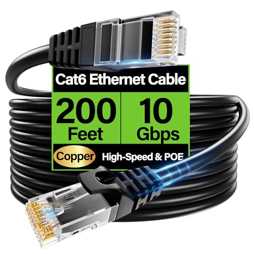 TuokaJu Cat6 Ethernet Cable 10Gbps 200 ft