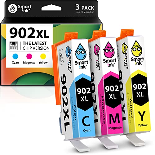 Smart Ink Compatible Ink Cartridge Replacement For Hp 902 Xl 902Xl (C/M/Y Combo Pack) Advanced Chip Technology To Use With Officejet Pro 6978 6968 6974 6975 6960 Officejet 6951 6954 6956 6958 Printers #TOP11