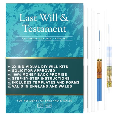Double Pack Will Writing Kit Last Will and Testament Kit 2025/26 UK Legally Valid 8-in-1 DIY Legal Pack with Testament Template Simple Form Guides & Wills Kits UK 2025/26 for England and Wales