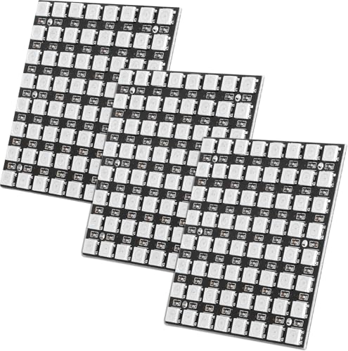 TNSLAND Lot de 3 Panneaux U 64 LED Matrix Panel, WS2812 5050 RGB, 8x8 Module Pilote Pilote Couleur Complète Carte de Développement Lumière Colorée...