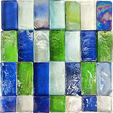Mosaic Tiles Stained Glass Sheets Rectangle Glass Piece Mixed Size 2 x 2 cm,2 x 4 cm for Crafts Coffee Table Tabletop Making,Indoor Outdoor Bathroom,Wall Decoration,Projects Cover