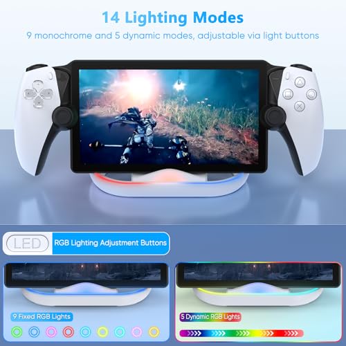 FASTSNAIL Charging Stand for PS Portal Compatible with Hard/Soft Cover, RGB Charge Station for TPU/EVA/Silicone Protective Case When Charging, Charge Holder for PlayStation 5 Portal (White) - Thumbnail 4
