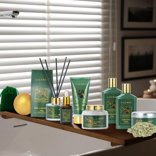Image of Eucalyptus Spa Bath Gift Set, 15Pcs Premium Spa Gift Baskets for Women & Men
