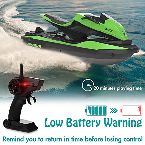 Remote Control Boat, 1:14 Scale 2.4Ghz High Speed RC Racing Boats for Pools and Lakes, Dual Motor, Low Battery Alarm, Speed Switch, Watercraft Toy for 14+ Kids, Green - Thumbnail 5
