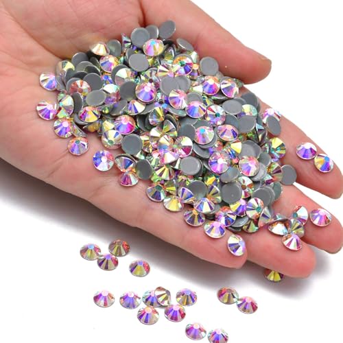 Image of 400 Pieces Hot Fix Glass Flatback Rhinestones HotFix Round Crystal Gems (Crystal AB, SS30)
