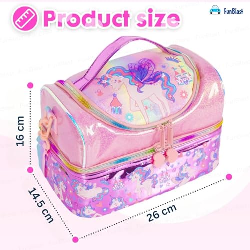 Image of FunBlast Insulated Lunch Bag for Kids - Leakproof Tiffin Bag with Shoulder Strap, Spacious, Durable and Easy to Clean, Lightweight Lunch Box Carry Bag for School, Picnic & Travel (Unicorn)